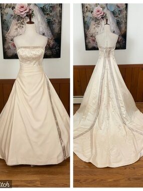 Gorgeous Vintage 90s Demetrios Two Tone Wedding Gown